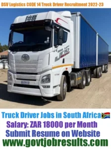 DSV Global Logistics CODE 14 Truck Driver Recruitment 2022-23