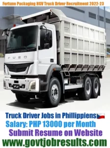 Fortune Packaging HGV Truck Driver Recruitment 2022-23