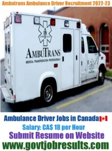 Adtrans Patient Transport INC Ambulance Driver Recruitment 2022-23