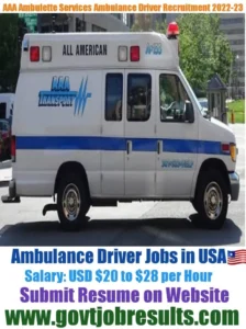 AAA Ambulette Services Ambulance Driver Recruitment 2022-23