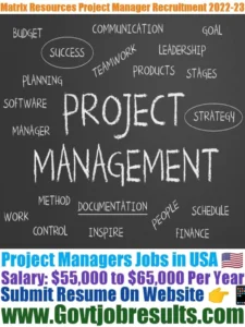 Matrix Resources Project Manager  Recruitment 2022-23