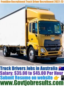 Frontline Recruitment Truck Driver Recruitment 2022-23