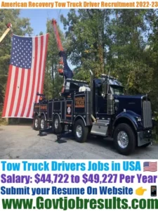 American Recovery Tow Truck Driver Recruitment 2022-23