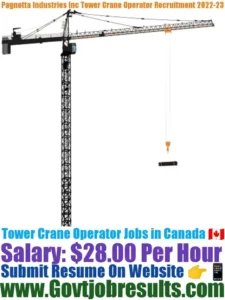 Pagnotta Industries Inc Tower Crane Operator Recruitment 2022-23