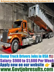 McClymonds Supply and Transit Dump Truck Driver Recruitment 2022-23