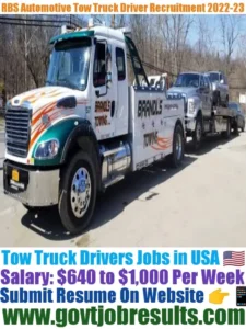 RBS Automotive Tow Truck Driver Recruitment 2022-23
