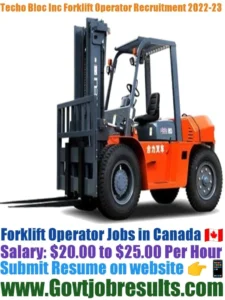 Techo Bloc Inc Forklift Operator Recruitment 2022-23