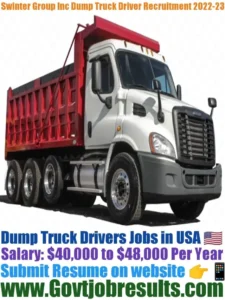 Swinter Group Inc Dump Truck Driver Recruitment 2022-23