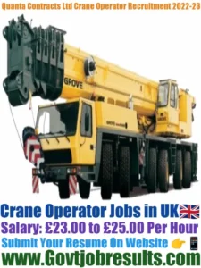 Quanta Contracts Ltd Crane Operator Recruitment 2022-23