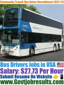 Community Transit Bus Driver Recruitment 2022-23