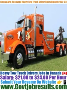 Strong Arm Recovery Heavy Tow Truck Driver Recruitment 2022-23