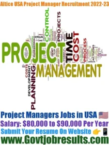 Altice USA Project Manager Recruitment 2022-23