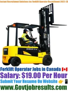 Instant Recruitment Solutions Inc Forklift Operator Recruitment 2022-23