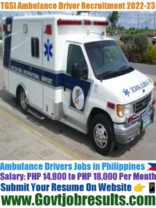 TGSI Ambulance Driver Recruitment 2022-23