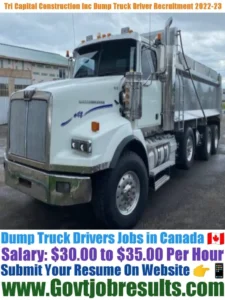Tri Capital Construction Inc Dump Truck Driver Recruitment 2022-23