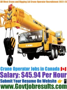 All West Crane and Rigging Ltd Crane Operator Recruitment 2022-23