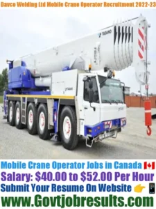 Davco Welding Ltd Mobile Crane Operator Recruitment 2022-23