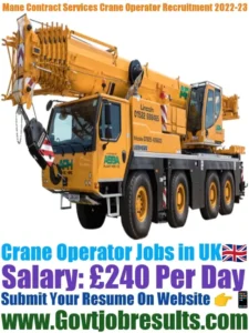 Mane Contract Services Crane Operator Recruitment 2022-23