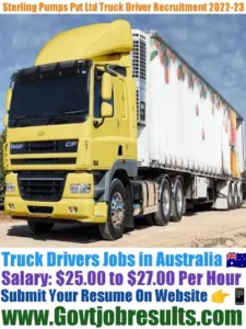 Sterling Pumps Pvt Ltd Truck Driver Recruitment 2022-23