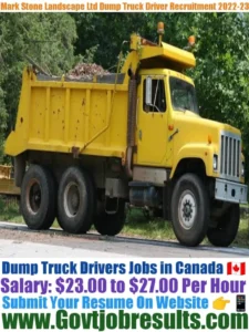 Mark Stone Landscape Ltd Dump Truck Driver Recruitment 2022-23