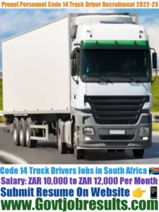 Pronel Personnel Code 14 Truck Driver Recruitment 2022-23