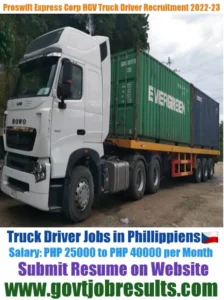 Proswift Express HGV Truck Driver Recruitment 2022-23