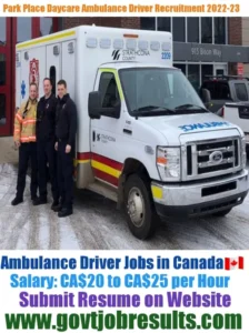 Park Place Daycare Ambulance Driver Recruitment 2022-23