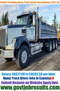 Dalton Trucking Dump Truck Driver Recruitment 2022-23
