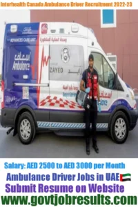 Interhealth Canada Abu Dhabi Ambulance Driver Recruitment 2022-23