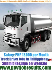 Formula Oil Corporation HGV Trailer Truck Driver Recruitment 2022-23