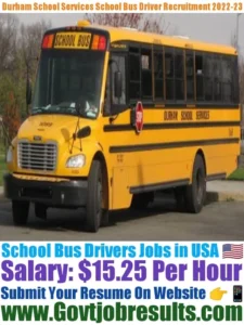 Durham School Services School Bus Driver Recruitment 2022-23