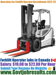 Avocation Inc Forklift Operator Recruitment 2022-23