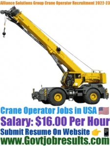 Alliance Solutions Group Crane Operator Recruitment 2022-23
