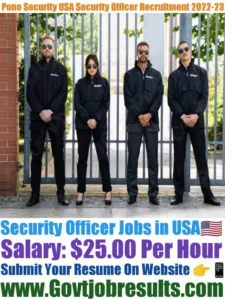 Pono Security USA Security Officer Recruitment 2022-23