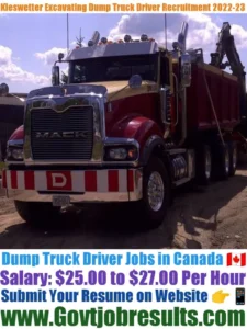 Kieswetter Excavating Dump Truck Driver Recruitment 2022-23