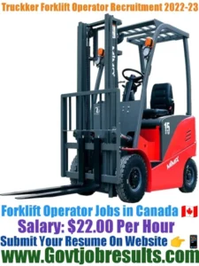 Truckker Forklift Operator Recruitment 2022-23