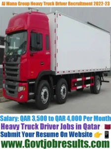 Al Mana Group Heavy Truck Driver Recruitment 2022-23