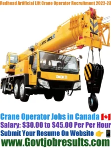 Redhead Artificial Lift Crane Operator Recruitment 2022-23