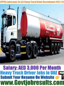 Eppco Lubricants Co LLC Heavy Truck Driver Recruitment 2022-23