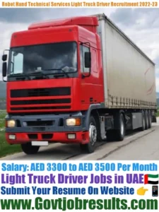 Robot Hand Technical Services Light Truck Driver Recruitment 2022-23