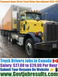Transport Inner Circle Truck Driver Recruitment 2022-23
