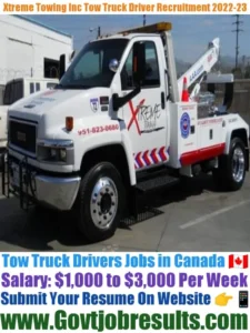 Xtreme Towing Inc Tow Truck Driver Recruitment 2022-23
