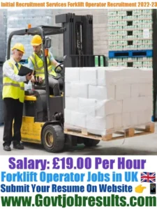 Initial Recruitment Services Forklift Operator Recruitment 2022-23