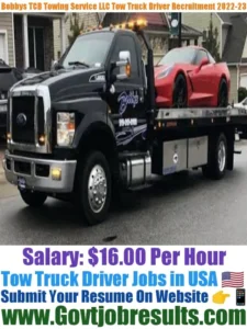 Bobbys TCB Towing Service LLC Tow Truck Driver Recruitment 2022-23