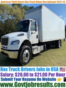 American Thrift Stores Box Truck Driver Recruitment 2022-23