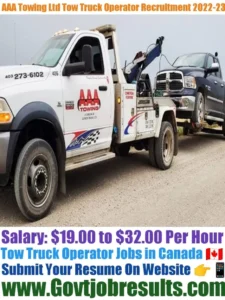 AAA Towing Ltd Tow Truck Operator Recruitment 2022-23