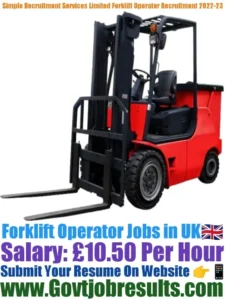 Simple Recruitment Services Limited Forklift Operator Recruitment 2022-23