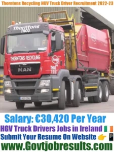 Thorntons Recycling HGV Truck Driver Recruitment 2022-23