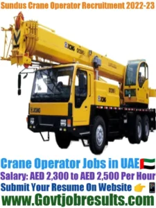 Sundus Crane Operator Recruitment 2022-23