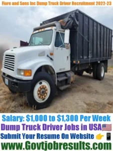 Fiore and Sons Inc Dump Truck Driver Recruitment 2022-23